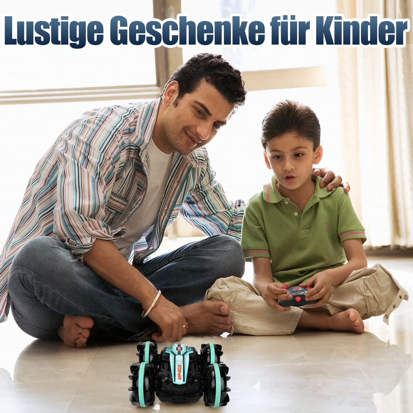 AmazeFun Amphibisches Ferngesteuertes Auto, Gestensensor 4WD Ferngesteuertes Off-Road Spielzeugauto für Kinder, 360 Grad Drehbares 4,5,6,7,8 + Jahre alte Kindergeschenke