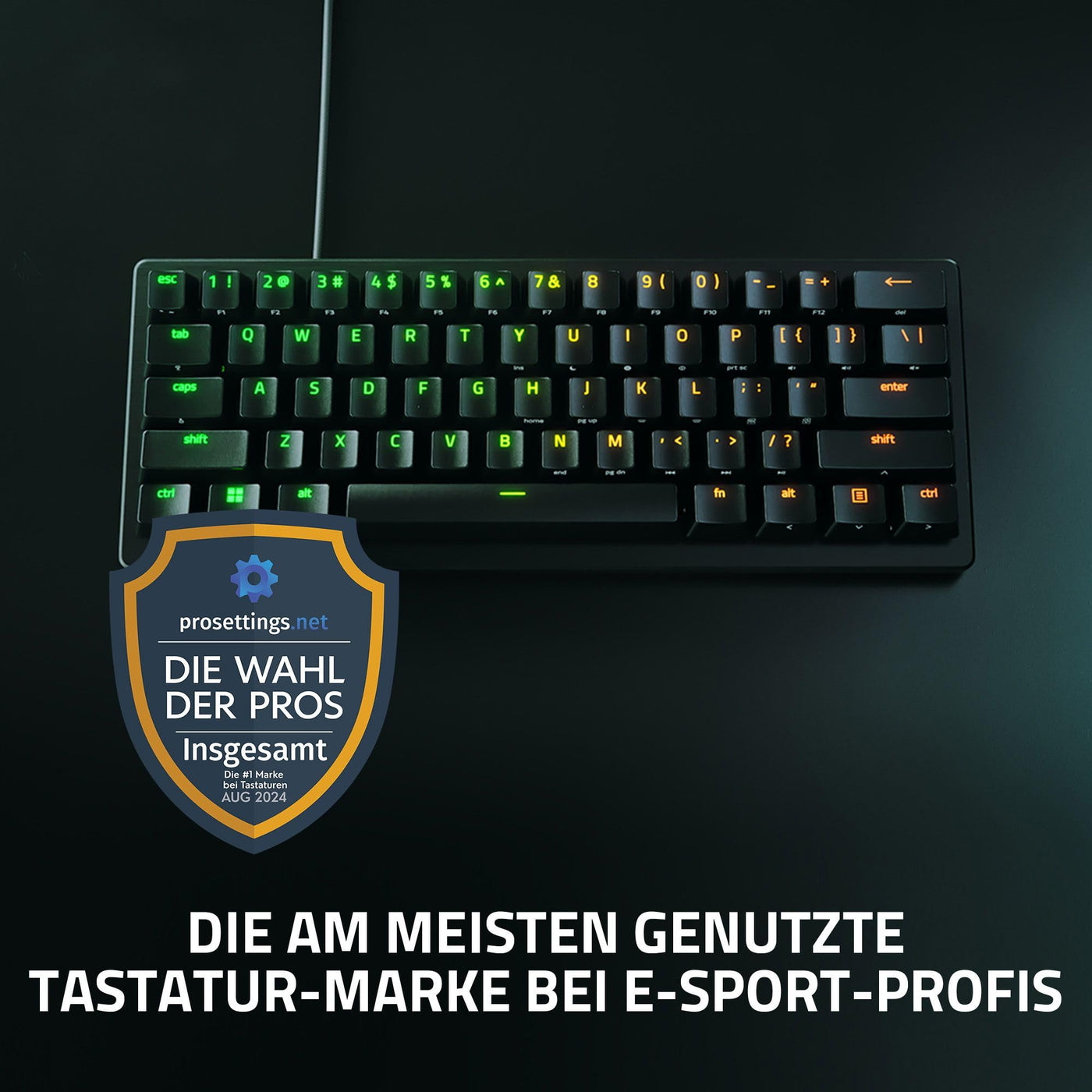 Razer Huntsman V3 Pro Mini - Analoge optische E-Sport-Tastatur im 60% Format Snap Tap & Rapid Trigger (Schnell-Feuer Modus, Mehrzweck Tasten, Doubleshot-PBT-Tastenkappen) DE-Layout | Schwarz