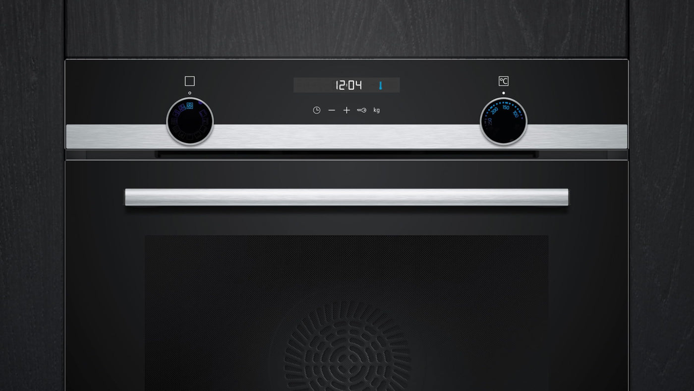 Siemens HB517GBS3, iQ500, Einbau-Backofen 60 x 60 cm, Hydrolytische Reinigungshilfe, lightControl für intuitive Bedienung, 3D Heißluft, cookControl10 Automatikprogramme, Schnellaufheizung, softMove