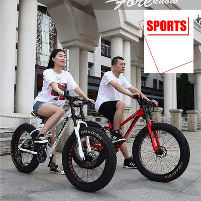 Wmmner Mountainbike 26 Zoll, Mountainbike Trail Bike für Erwachsene mit fettigen Reifen, Fahrrad mit 27 Gängen, hoher Rahmen aus Karbonstahl, Vollfederung, doppelte Scheibenbremse, Räder