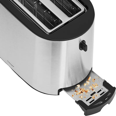 WMF Bueno Pro Toaster 2 Scheiben, Doppelschlitz Toaster Edelstahl mit Brötchenaufsatz, 2 Scheiben, 6 Bräunungsstufen, 870 W, edelstahl matt