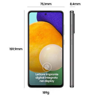 Samsung Galaxy A52 Smartphone, 6,5-Zoll-FHD+ Infinity-O-Display, 6 GB RAM und 128 GB erweiterbarer interner Speicher, 4.500-mAh-Akku und ultraschnelles Aufladen schwarz
