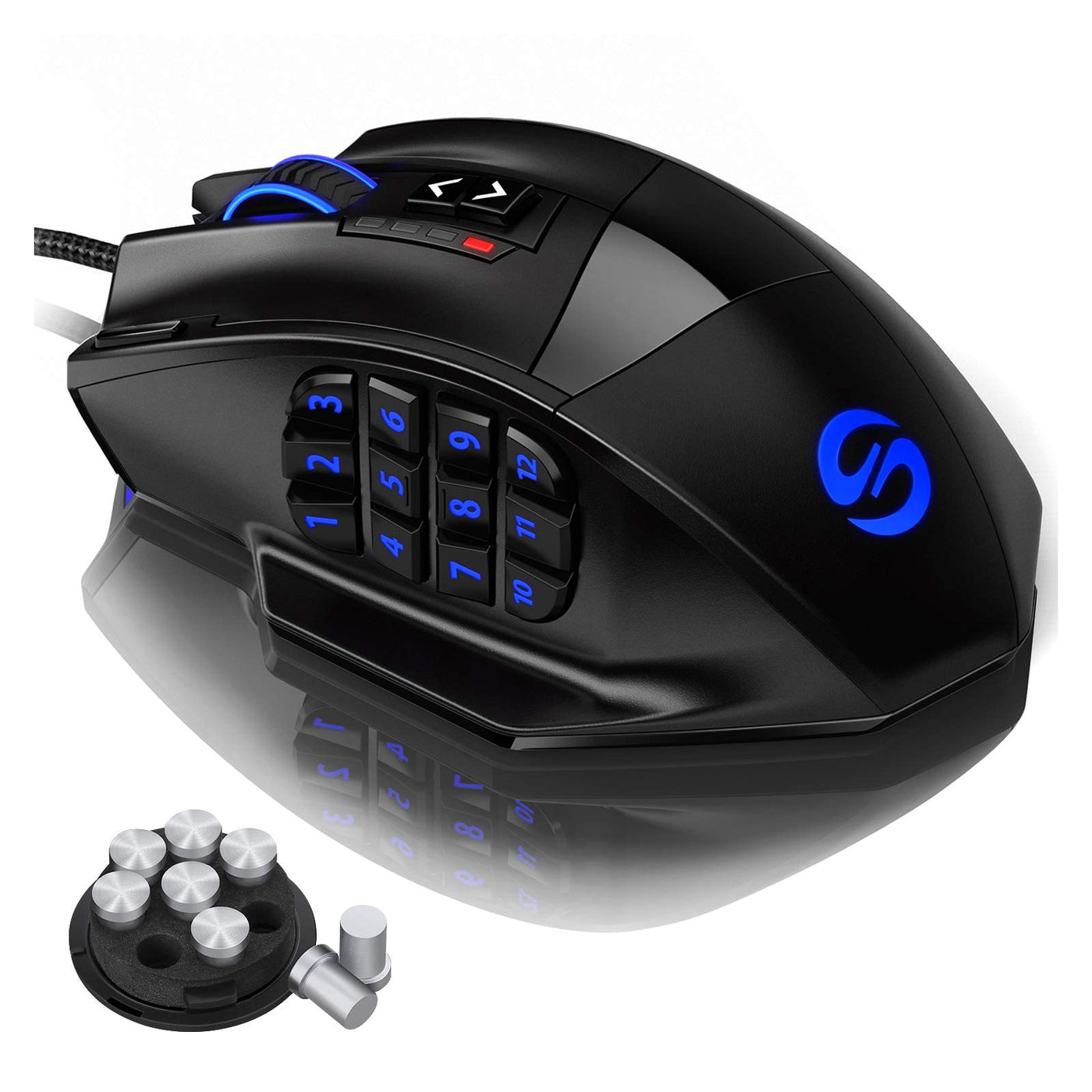 UtechSmart Venus -gaming maus 12 tasten mmo maus 16400 dpi USB Laser Gaming Mouse | 18 Tasten naga | 16400 dpi Abtastrate | High Precision | konfigurierbare LED-Farb-Beleuchtung | MMO Gaming