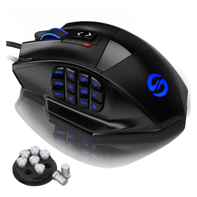UtechSmart Venus -gaming maus 12 tasten mmo maus 16400 dpi USB Laser Gaming Mouse | 18 Tasten naga | 16400 dpi Abtastrate | High Precision | konfigurierbare LED-Farb-Beleuchtung | MMO Gaming