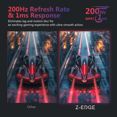 Z-Edge 30 Zoll Ultrawide Curved Gaming Monitor 200Hz(DP) 165Hz(HDMI) 1ms MPRT, 2560x1080 VA Panel, 21:9 R1500 Curved Bildschirm, 300cd/m² Helligkeit, FreeSync, HDMI & DisplayPort, Schwarz