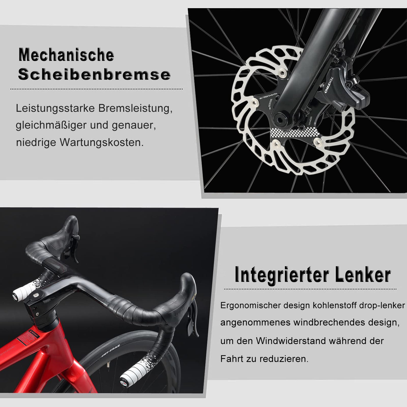 KABON Gravel Bike Rennrad Carbon, 28 Zoll Rennrad 40c Reifen Carbon Rahmen Gabel und Sattelstütze mit 18 Gänge, Integrierter Carbon-Lenker Scheibenbremse rennrad Herren Damen