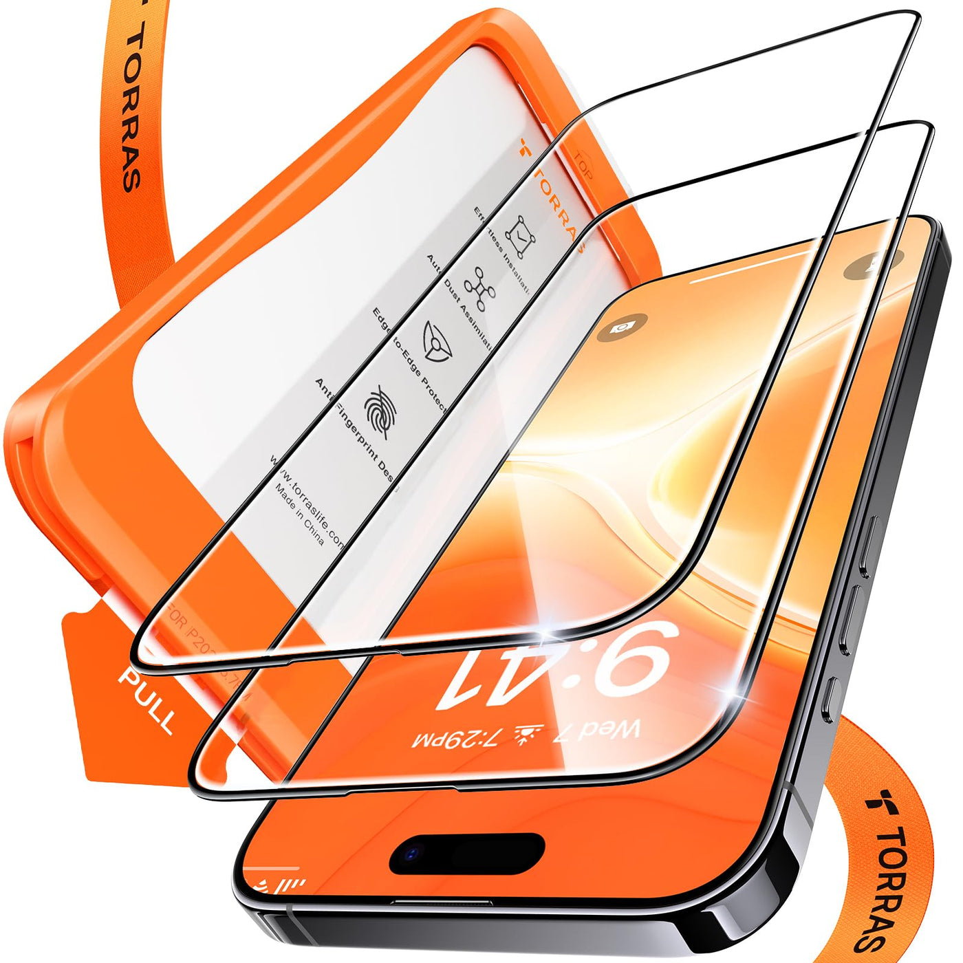 TORRAS für iPhone 16 Plus für Panzerglas [Full Screen] TOP Bruchsicherheit Folie für iPhone 16 Plus Schutzfolie 9H+ Schutzglas [Auto-Installation] Anti-Fingerabdruck, 2 Stück