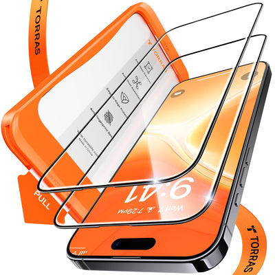 TORRAS für iPhone 16 Plus für Panzerglas [Full Screen] TOP Bruchsicherheit Folie für iPhone 16 Plus Schutzfolie 9H+ Schutzglas [Auto-Installation] Anti-Fingerabdruck, 2 Stück