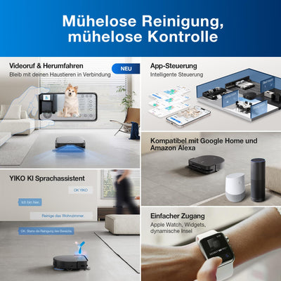 ECOVACS DEEBOT X5 PRO Omni, Saug- und Wischroboter, 12800 Pa, Anti-Verhedderung, TruEdge™ Adaptive Randreinigung, Wischen mit warmem Wasser bei 70 °C, intelligente AINA 2.0-Navigation