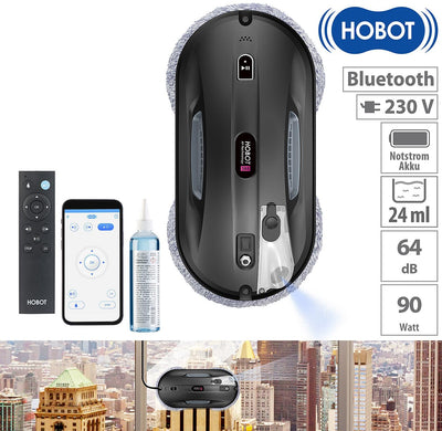 Sichler Exclusive Fenstersaugroboter: HOBOT-388 Profi-Fensterputz-Roboter, Sprüh-Funktion, App (Fensterputzautomat, Profi-Fensterputzroboter, Elektrischer Fensterreiniger)