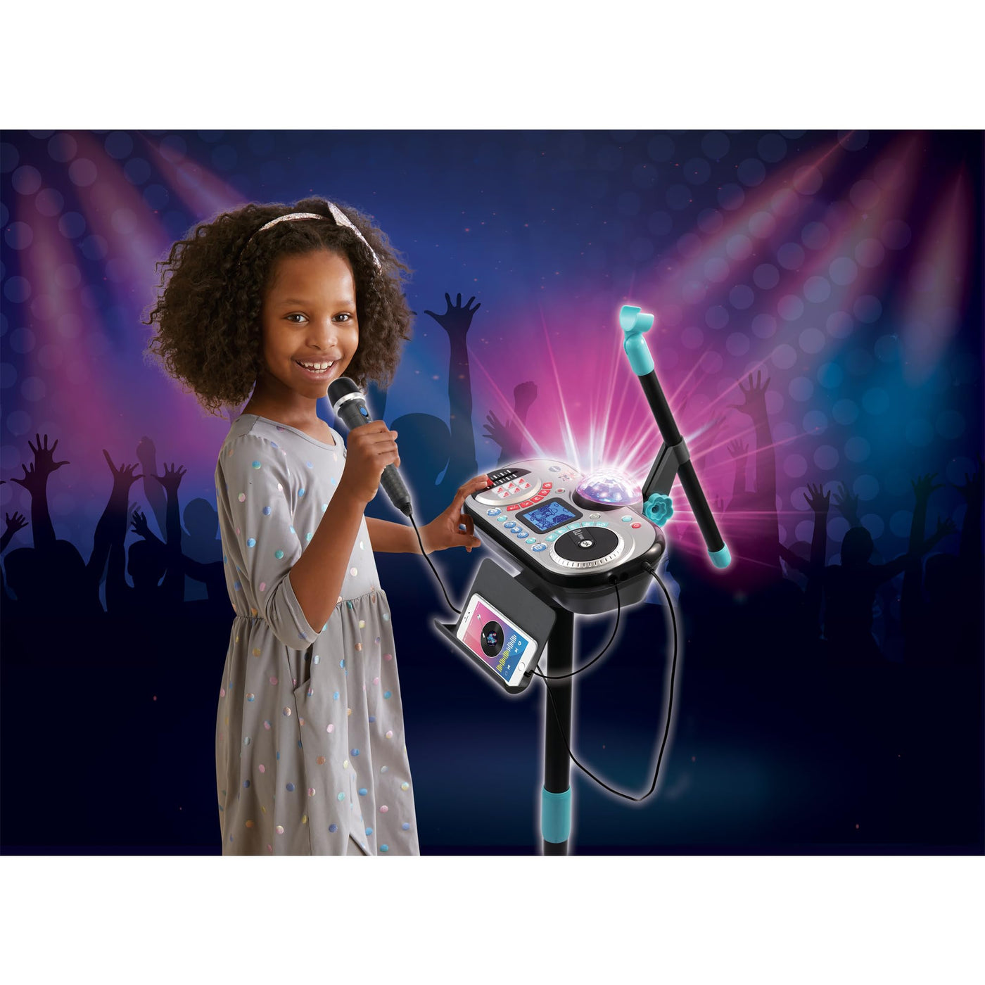 VTech Kidi Super Star DJ Studio Black – 10-in-1 Karaokespielzeug mit Mikrofon, abnehmbarem DJ-Mischpult und vielen Effekten zum Bearbeiten der Musik – Für Kinder von 6-12 Jahren