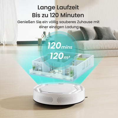 LEFANT Saugroboter mit Fernbedienung, 2200Pa Staubsauger Roboter, 120Mins Max, WLAN Roboterstaubsauger, Selbstaufladend, App/Alexa, Ideal für Tierhaare, Teppich, Hartboden 210P Weiß