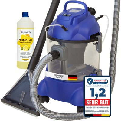 Albatros Waschsauger Polster HYDRO 7500 + 1l Reinigungs-Shampoo - 4in1 Polsterreiniger Gerät Beutellos + Teppich-Reinigungsmaschine, 5-tlg Komplett-Set - Note: Sehr Gut 1,2 (11/2023)