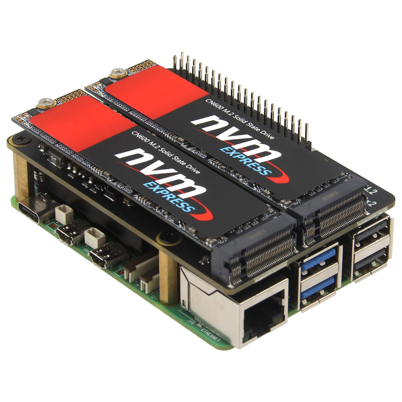 Geekworm X1004 Dual M.2 NVMe SSD Shield PCIe Peripheral Board for Raspberry Pi 5