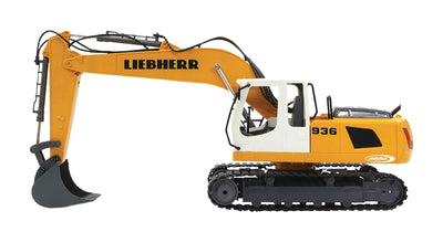 JAMARA 405060 Bagger Liebherr R936 1: 20 2,4GHz - realistische Funktionen (Entladen/Aufladen), jedes Gelenk einzeln steuerbar, 660° Turmdrehung, Metallschaufel, Motorsound, Hupe, Rückfahrwarnsound