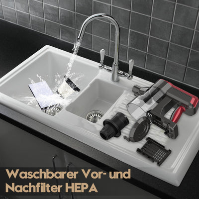 Akitas V10 30V 450W 45kPa 60 Minuten Akku Staubsauger kabellos Stielstaubsauger aufrecht und handgehalten, Leichtgewicht mit bürstenlosem digitalem BLDC-Motor, geeignet für Teppiche und Tierhaare