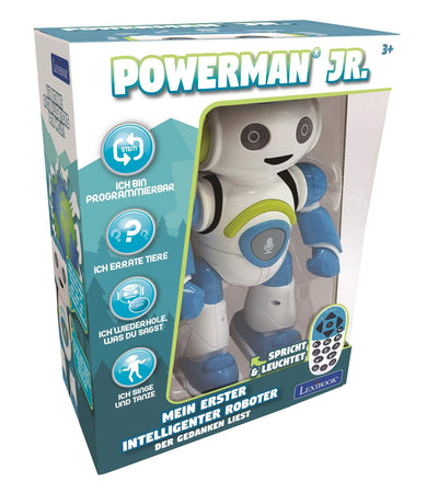 Lexibook - Powerman Jr. Intelligenter Roboter für Kinder der Gedanken liest - Spielzeug für Kinder - Tanzt Musiziert Tier-Quiz STEM Programmierbar Fernbedienung Roboter - Grün/blau - ROB20DE