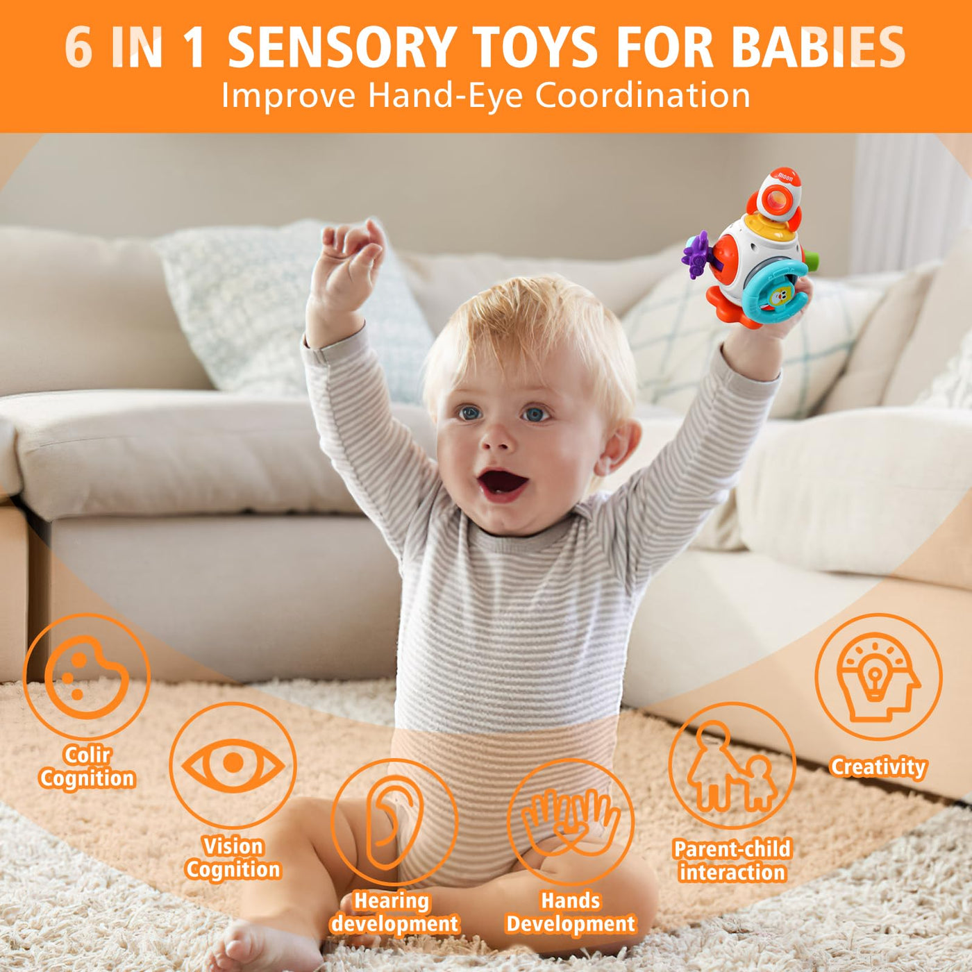 Montessori 6-in-1 busy sensorisches Aktivitätswürfelspielzeug für Babys im Alter von 1 bis 3 Jahren-lustiges lehrreiches und tragbares Spielzeug für Zuhause und Reisen Frühes Spielzeug für Kleinkinder