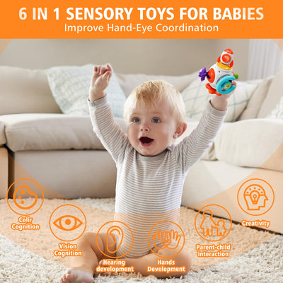 Montessori 6-in-1 busy sensorisches Aktivitätswürfelspielzeug für Babys im Alter von 1 bis 3 Jahren-lustiges lehrreiches und tragbares Spielzeug für Zuhause und Reisen Frühes Spielzeug für Kleinkinder