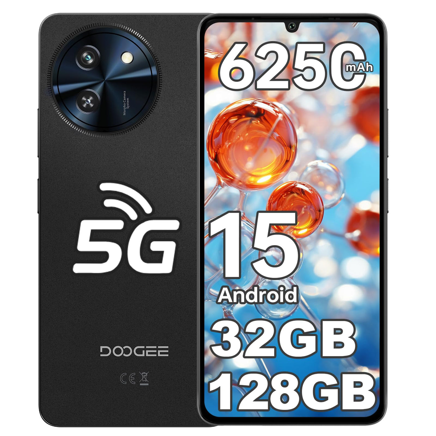 DOOGEE Note 59 5G Android 15 Smartphone Ohne Vertrag, 32GB+128GB /2TB Handy Günstig, 6.75" HD+ 120Hz Handy Ohne Vertrag, 6250mAh Simlockfreie Handys, 16MP+8MP, Dual 5G SIM, OTG/Face ID/NFC/Widevine L1