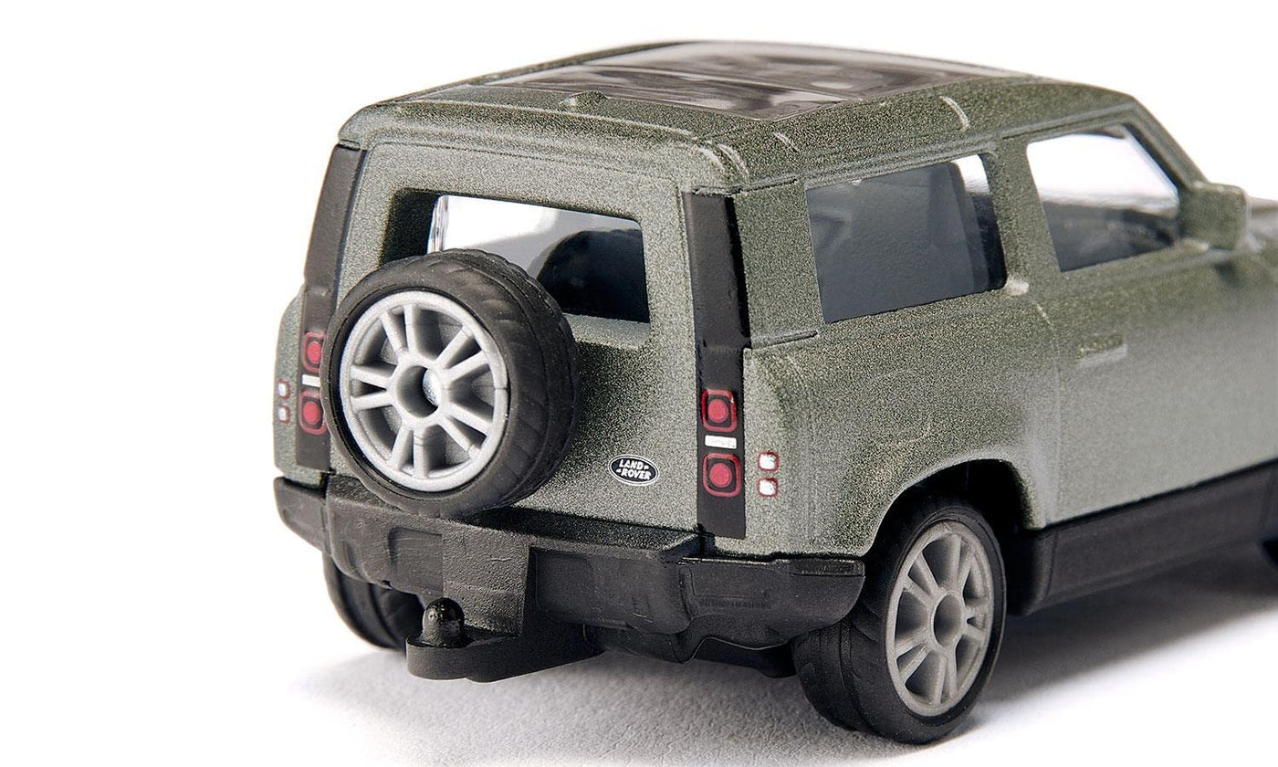 siku 1549, Land Rover Defender 90 P400 AWD, Spielzeug-Auto, Metall/Kunststoff, Grün, Metallic-Lackierung, Gummierte Reifen, Anhängerkupplung