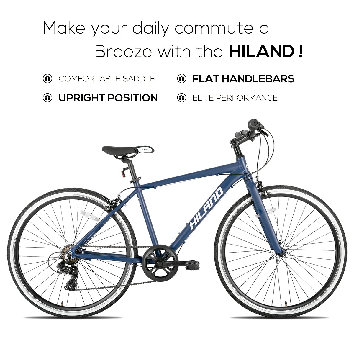 Hiland 28 Zoll 700C Trekking Bike Cityrad Damenrad 7 Gang Tiefem Durchstieg Hybrid Fahrrad Pendlerfahrrad für Frauen blau