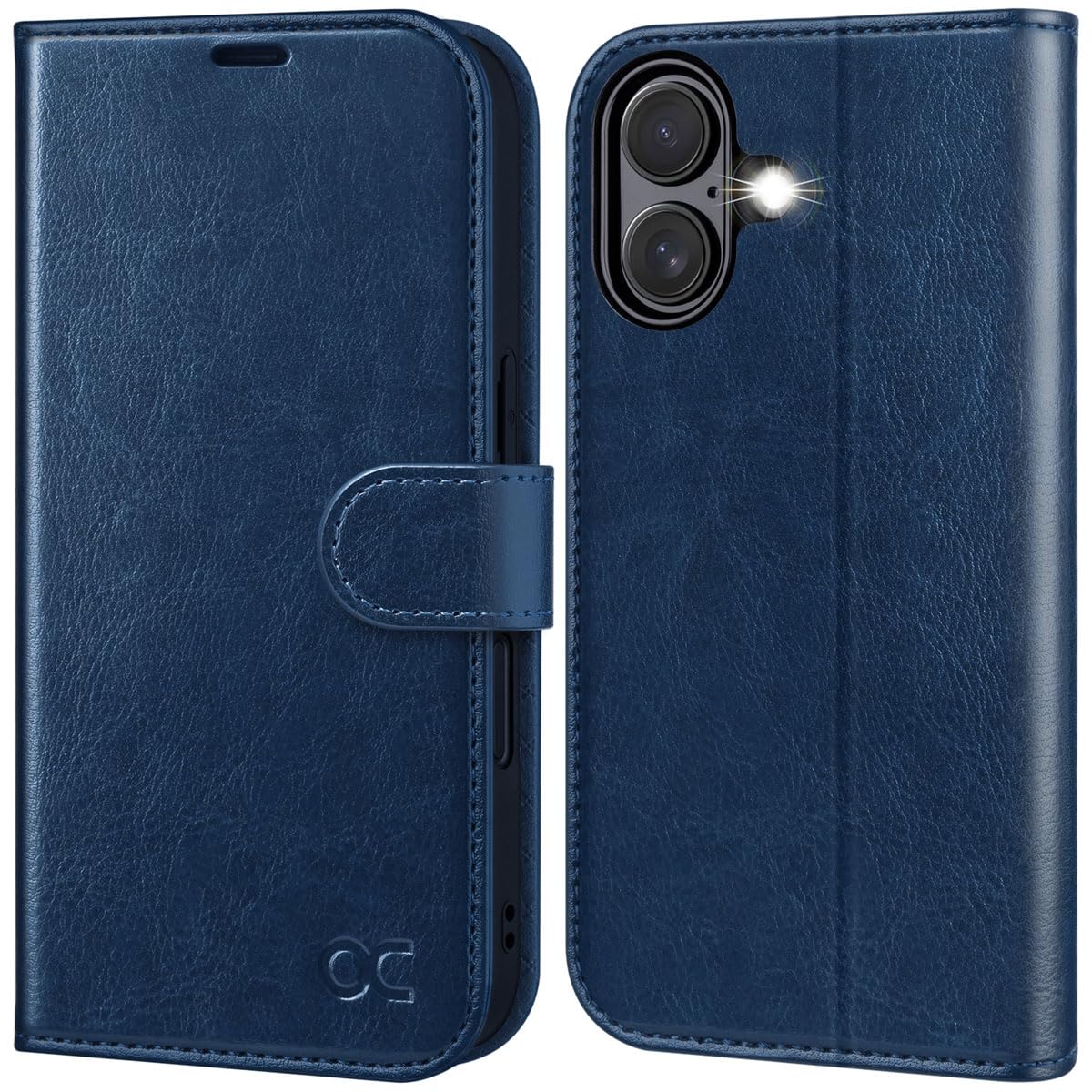 OCASE iPhone 16 Plus Hülle Handyhülle Premium PU Leder, Kartenfach Standfunktion, RFID Blhutzhülle Klapphülle Handytasche Lederhülle Kompatibel für iPhone 16 Plus (6,7 Zoll) Blau