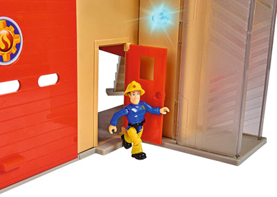 Simba 109252577 - Feuerwehrmann Sam Mega Feuerwehrstation XXL große Feuerwehrwache inklusive Sam Spielfigur, mit Licht, Sound und Funkgerät, für Kinder ab 3 Jahren[Exklusiv bei Amazon]