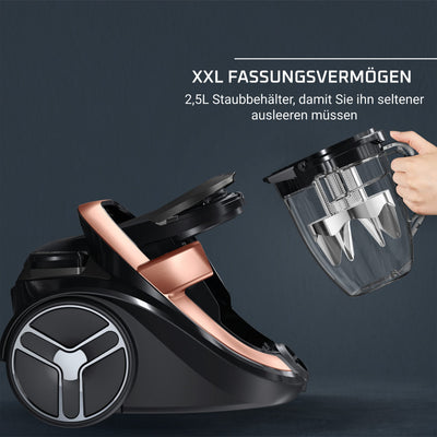 Rowenta RO7954 Silence Force Cyclonic Effitech, beutelloser Bodenstaubsauger, Schwarz/Roségold, 2.5 liters, 59 Dezibel