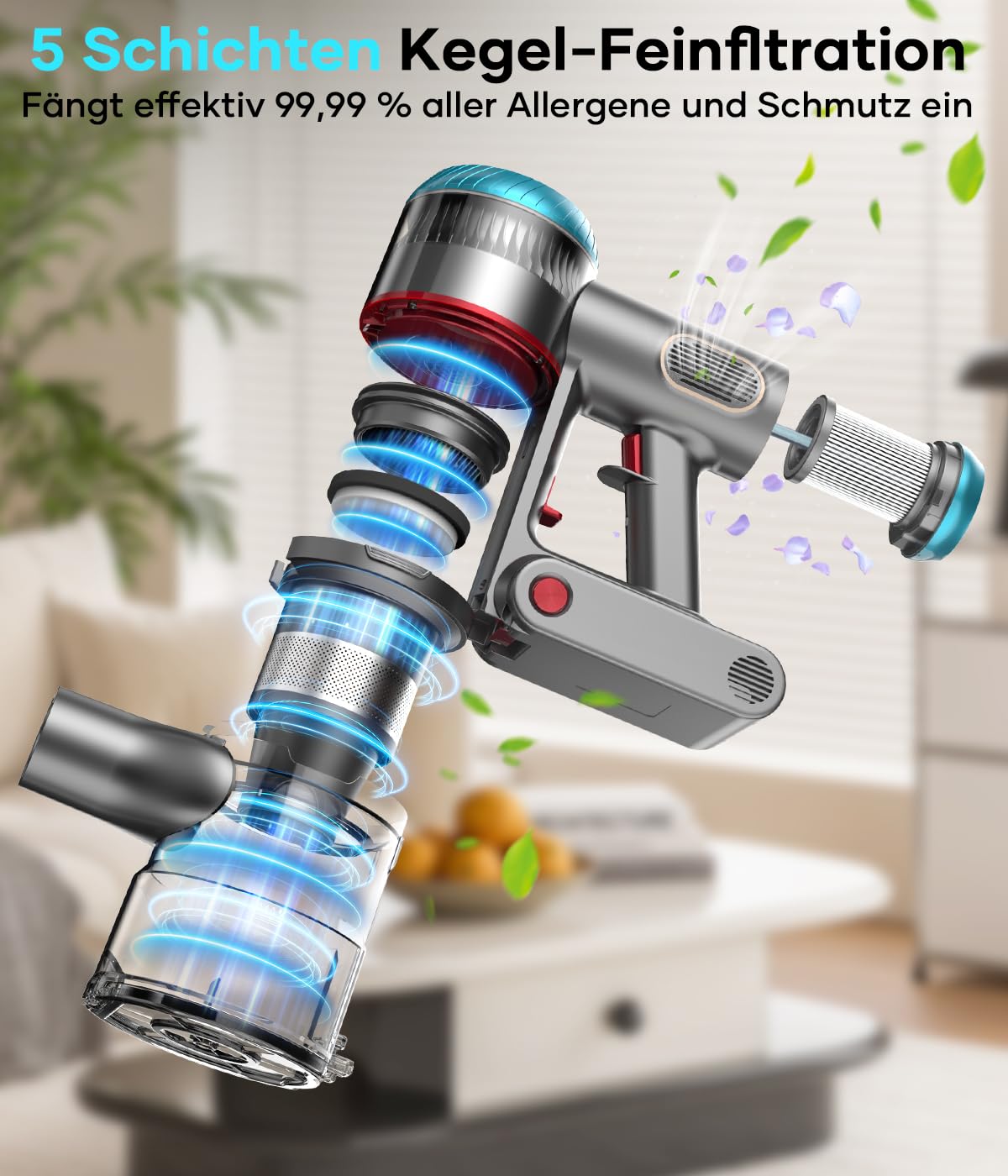 ZCAISH Akku Staubsauger, 45000Pa/550W/60 Mins Staubsauger Kabellos mit Smart Display, Staubsauger mit Wandmontiertes Laden & Anti-Verhedderung-Bürste für Teppich, Hartboden und Tierhaare(Upgrade)