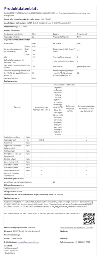 HCK 115 Liter Weinkühlschrank für 48 Flaschen, 4-22°C Weinkühlschränke Flaschenkühlschrank, Getränkekühlschrank mit Glastür, Geräuscharmer Weinschrank, Frostfreie Glastür, Vollglas-Touchpanel, Schwarz