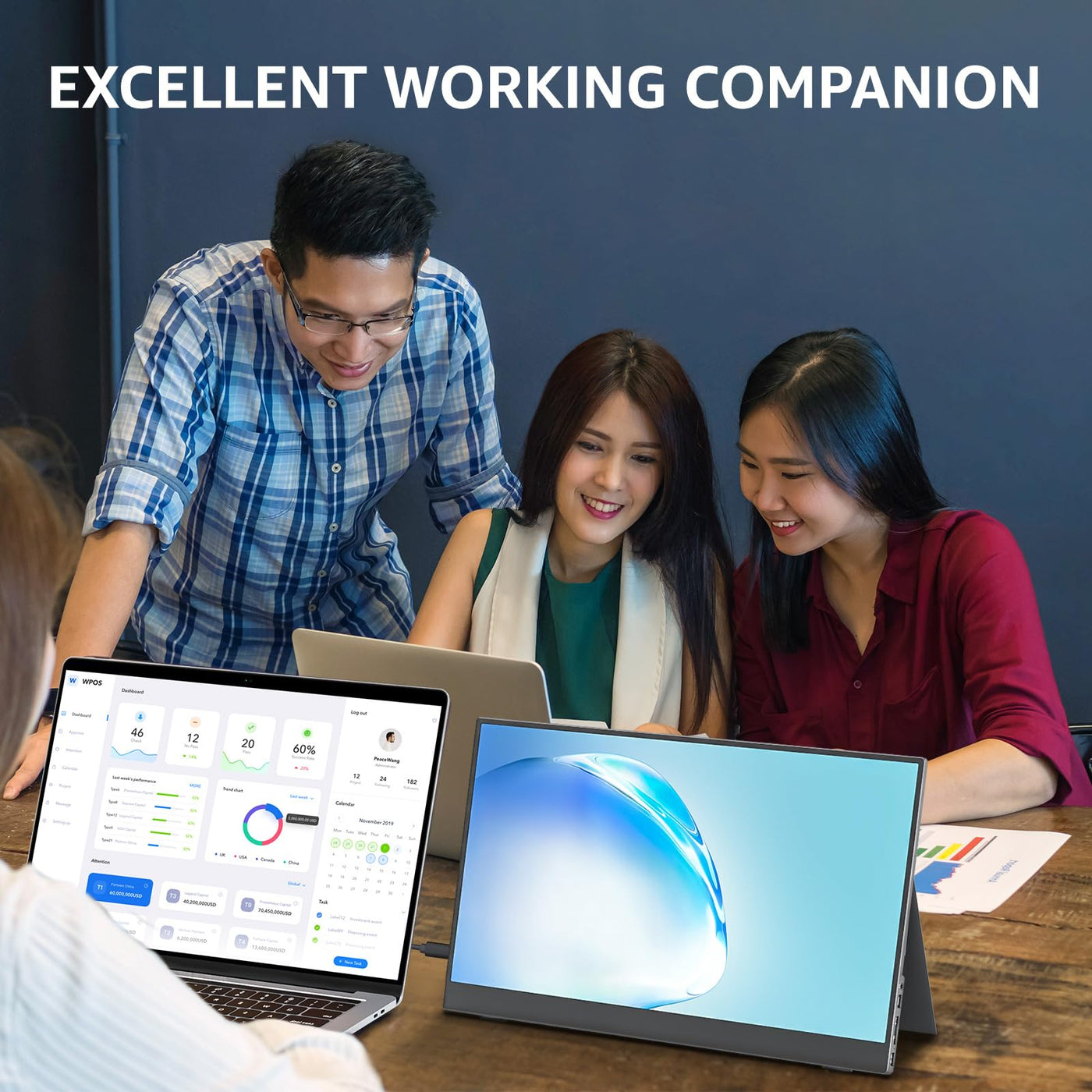 cocopar Tragbarer Monitor 15,6 Zoll FHD HDR FreeSync Zero Frame USB-C-Computerdisplay mit Dual-Typ-C-Mini-HDMI für Laptop-PC-Telefon Mac Surface Xbox PS4-Switch, mit Smart Cover