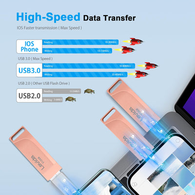 USB Stick 512GB für Phone,Levida Speicherstick,Photostick,Externer Speicher 4 in 1,Fotostick 3.0,Flash Drive für Handy,iOS,Android,Pad,Laptop,Pc(Mobile Memory,Automatic Photo Backup),Hellrosa