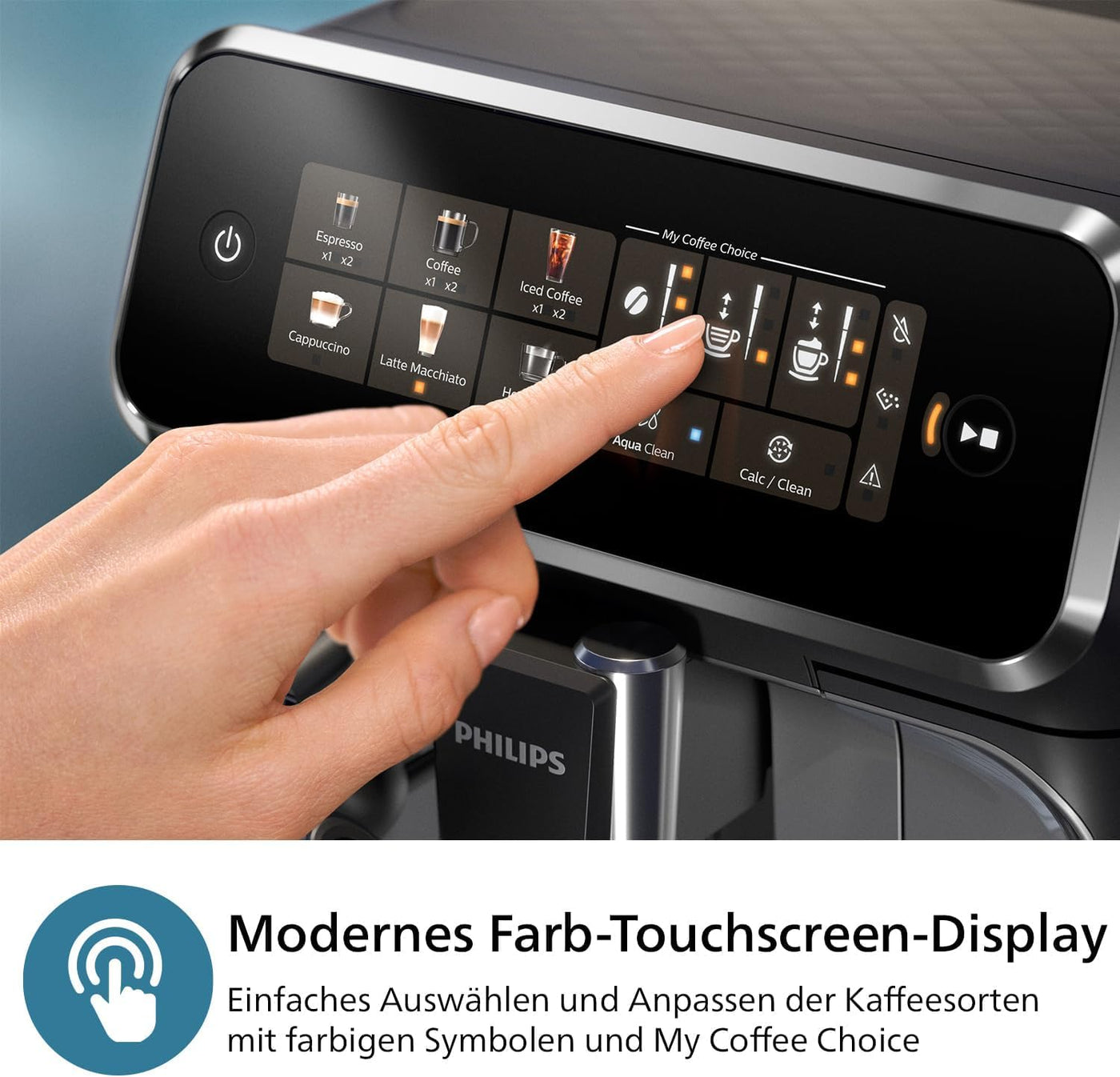 PHILIPS 2300 Series Kaffeevollautomat - 4 Getränke, Modernes Farb-Touchscreen-Display, LatteGo-Milchsystem, SilentBrew, 100% Keramikmahlwerk, AquaClean Filter. Mattschwarz (EP2330/10)