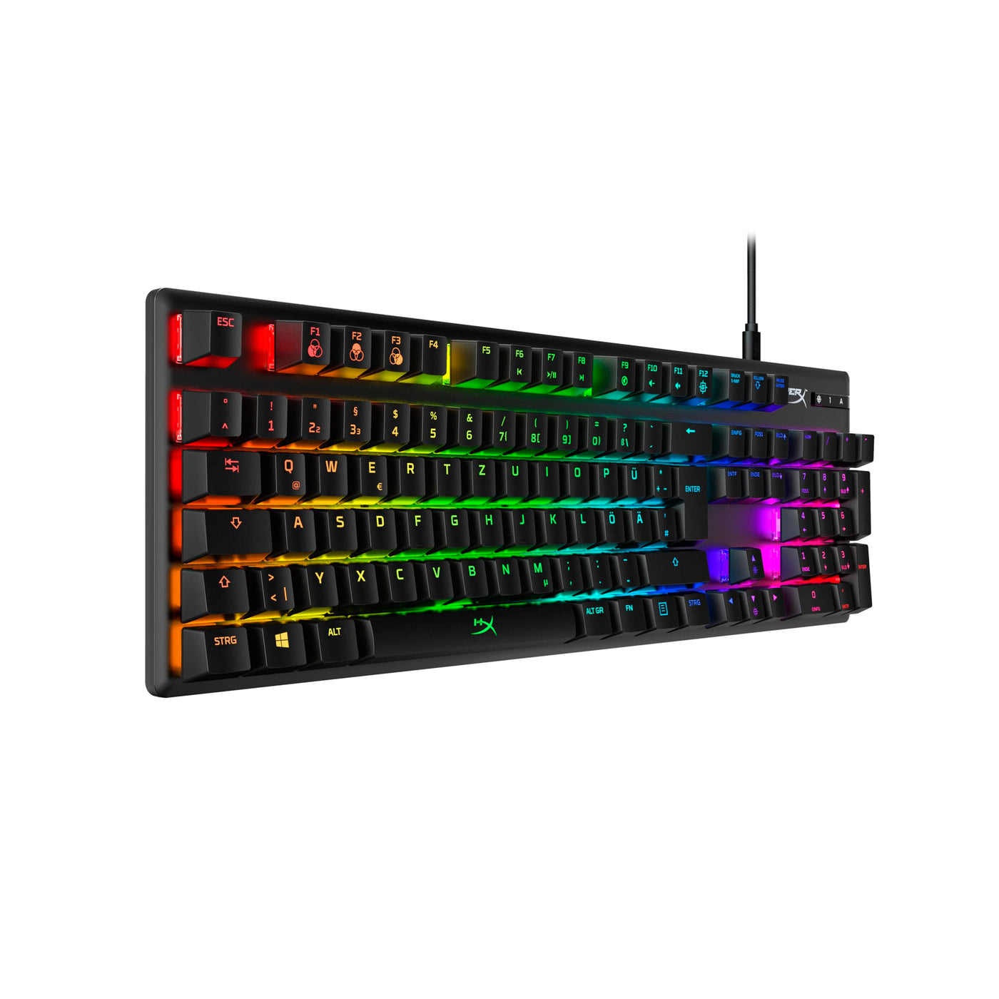 HyperX Alloy Origins Mechanische Gaming-Tastatur, RGB-Beleuchtung, HyperX Red Switches, Aluminiumgehäuse, QWERTZ deutsches Layout, abnehmbares USB-C-Kabel, kompatibel mit HyperX NGENUITY, Schwarz