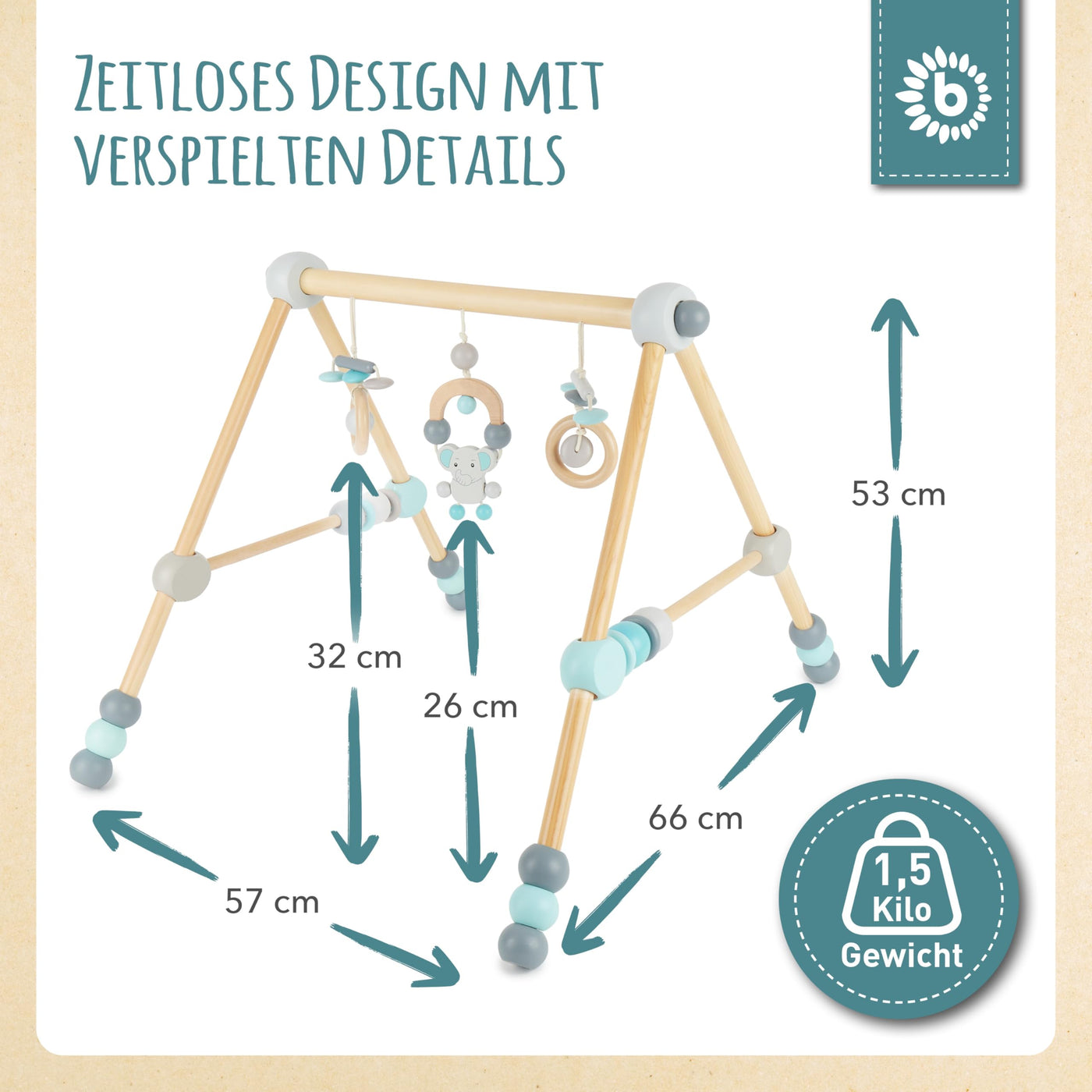 Bieco Spielbogen Baby Holz Höhenverstellbar | Baby Gym | Spieltrapez Trapez Holzspieltrapez Spielebogen Babies Wickeltisch Babys -figuren