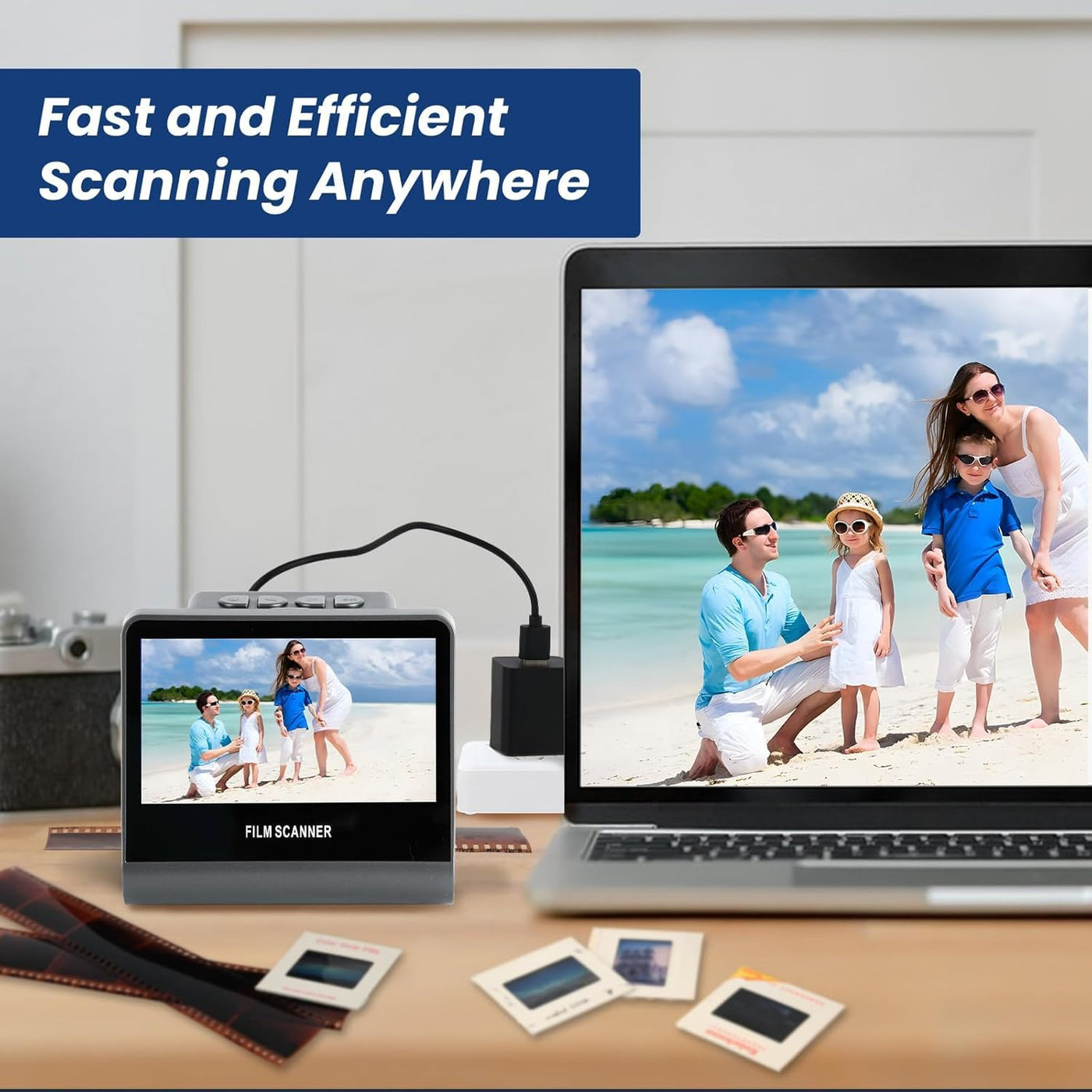 22MP Diascanner - Fotoscanner mit 5 "LCD Display, Negativscanner und Dia Scanner zum Digitalisieren Konvertiert 35mm, 135, 126 KPK, 110 Negative und Super 8-Film in Hochauflösende JPEG-Digitalfotos