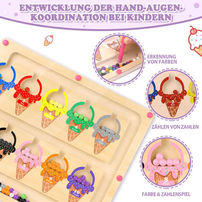 Montessori Spielzeug ab 3 4 Jahre Magnetspiel Labyrinth Geschenk für Mädchen Junge Kind 3 Jahre Spielzeug Mädchen Junge Kinder Holzspielzeug Zahlen und Farben Lernspiele Motorikspielzeug