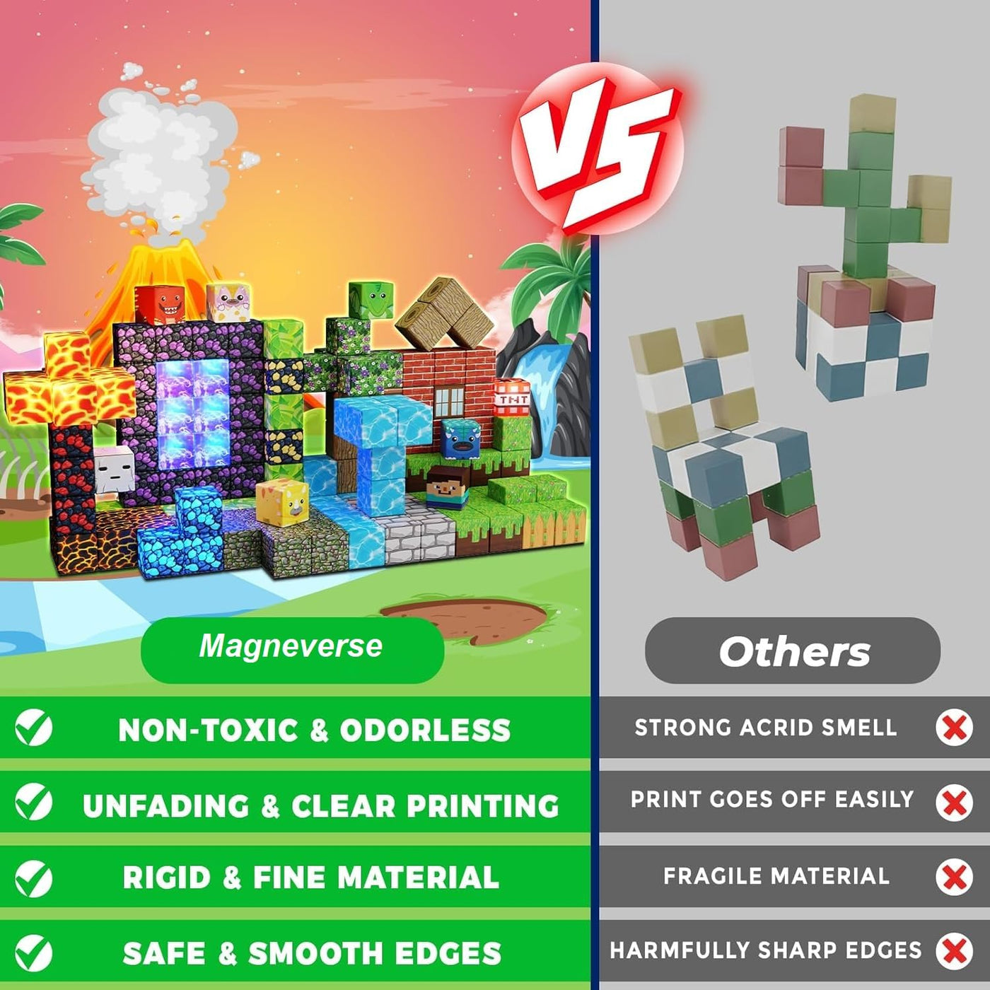 Magnetische Bausteine - 150 Teile Magnetic Blocks - Wald und Dinosaurier - Montessori magnetisches Spielzeug für Kinder ab 3 4 5 6 7 8 9 Jahren, kreative Geschenke für Jungen und Mädchen