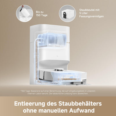 dreame D20 Pro Plus Saugroboter, 13.000 Pa Saugkraft, DuoBrush für Tierhaare, Eckenrein, Selbstentl, Hindernisverm. m. LDS-Navigation & Laser, saugt und wischt, Hartböden & Teppiche, 5.200 mAh Akku