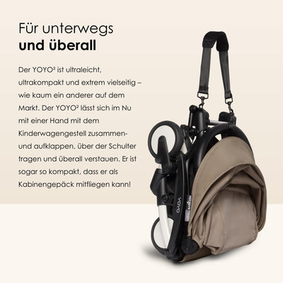 BABYZEN YOYO2 Kompletter Kinderwagen - Inklusive YOYO 0+ Neugeborenen Set (Taupe), Kinderwagengestell (White) & 6+ Textilset (Taupe) - für Kleinkinder bis 22 kg