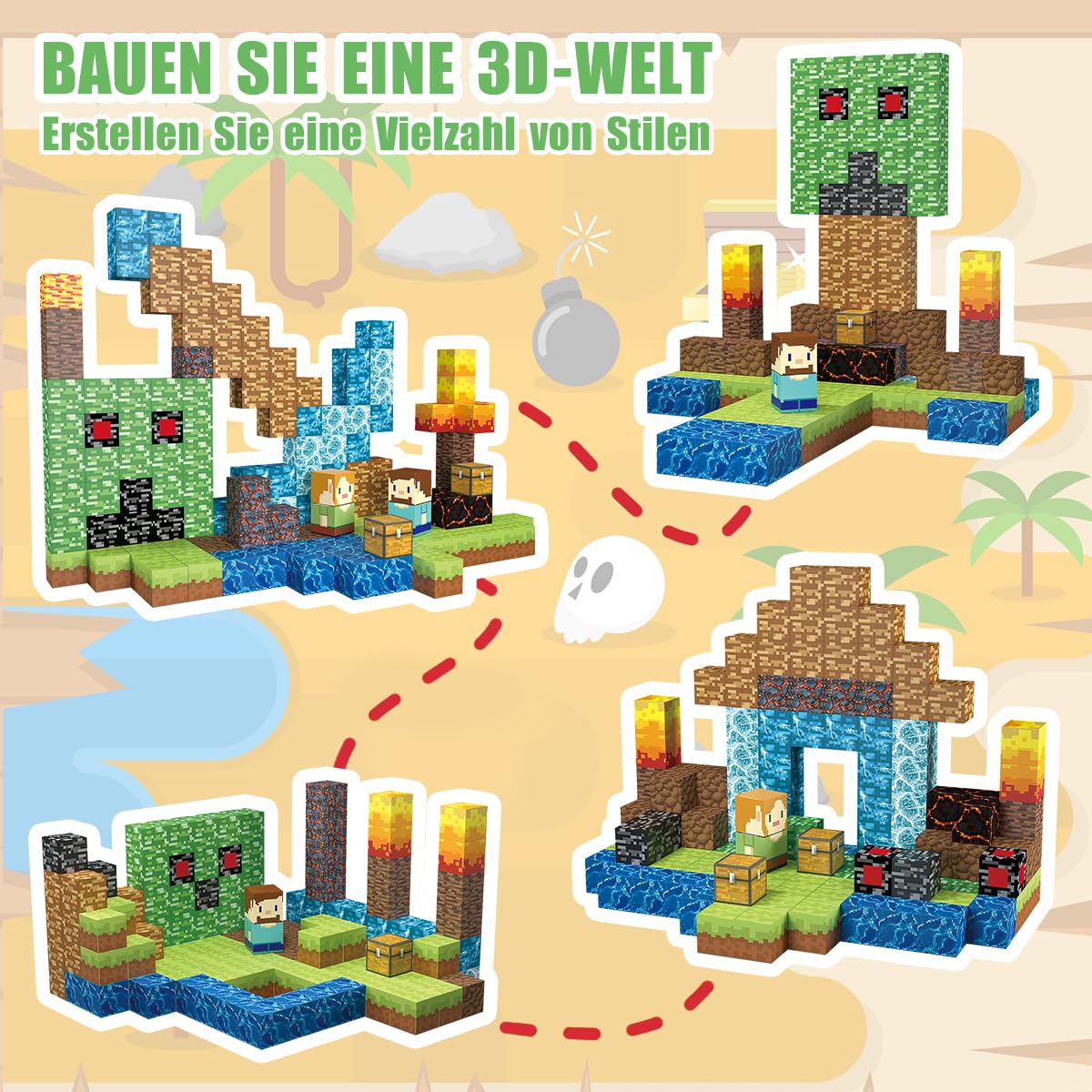 TUKIIE Magnetische Bausteine 160 Stück 1" Magnetbausteine Magnetspielzeug Magnetspiele Bauspielzeug für Jungen Mädchen ab 3 Jahren, Magnetic Blocks Magnetblöcke Kreative Spielzeug Geschenke Kinder