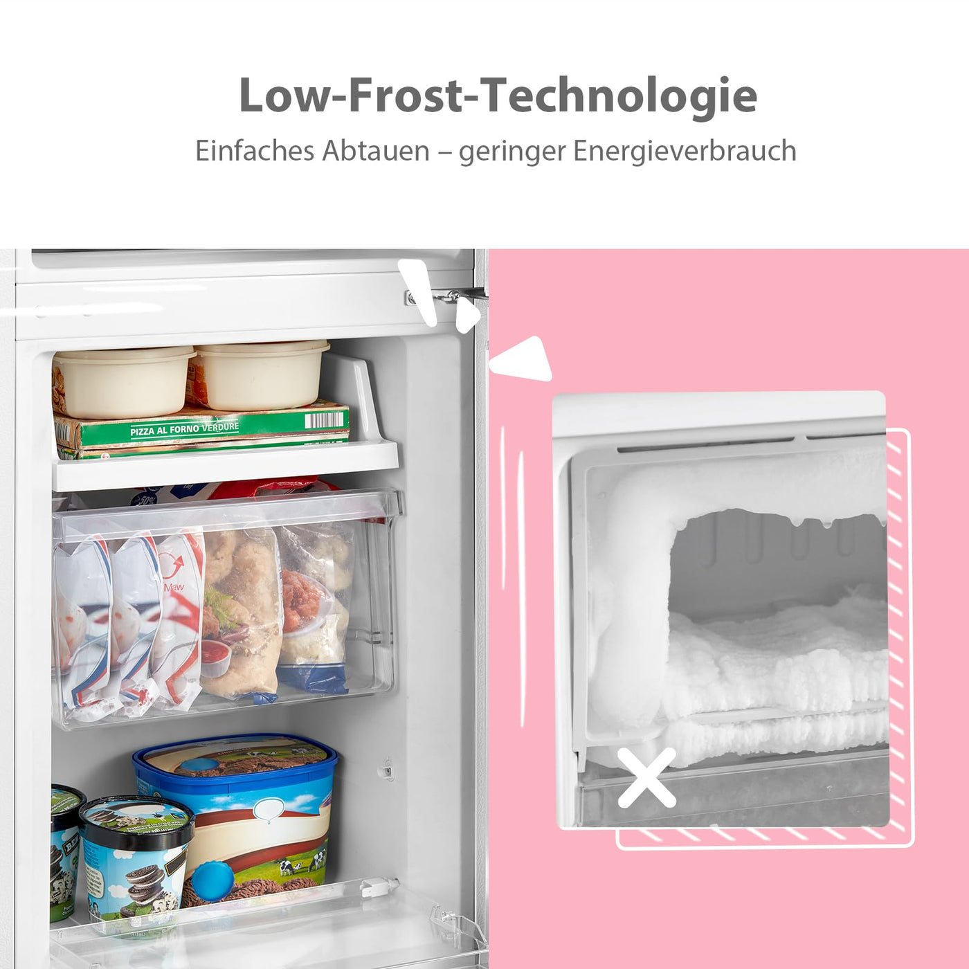 Comfee RCB169DS3 Kühlschrank mit Gefrierfach 150cm Höhe/Kühl-/Gefrierkombination Freistehend/Low Frost/174L/leise Kühlgefrierkombi 38dB/Einstellbare Kühlschranktemperatur/LED-Licht/156 kWh/Jahr/Silber