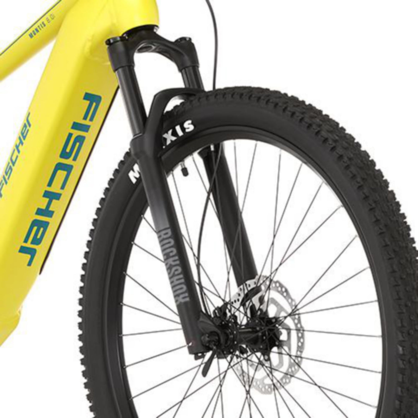 FISCHER E-Mountainbike MONTIS 8.0i, Elektrofahrrad für Damen und Herren, RH 49 cm, Mittelmotor 90 Nm, 36 V Akku, Gelb