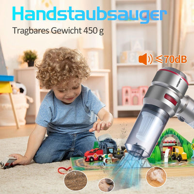 Akku Handstaubsauger Mini Staubsauger Auto: USB Handheld Vacuum Cleaner 16000Pa Power - 6000mAh Akkusauger mit 3 HEPA Filter - Kabellos Handsauger Akkustaubsauger für Matratzen Car Tierhaare Haustiere