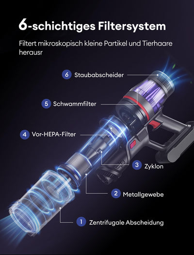 Ultenic U16 Flex Akku Staubsauger Kabellos 550W/45 Kpa, 60 Min Laufzeit Akkustaubsauger mit Touchscreen und Faltrohr, Wandmontierte Ladestation Grün Licht, Anti Tangle für Hartböden Teppich Tierhaare