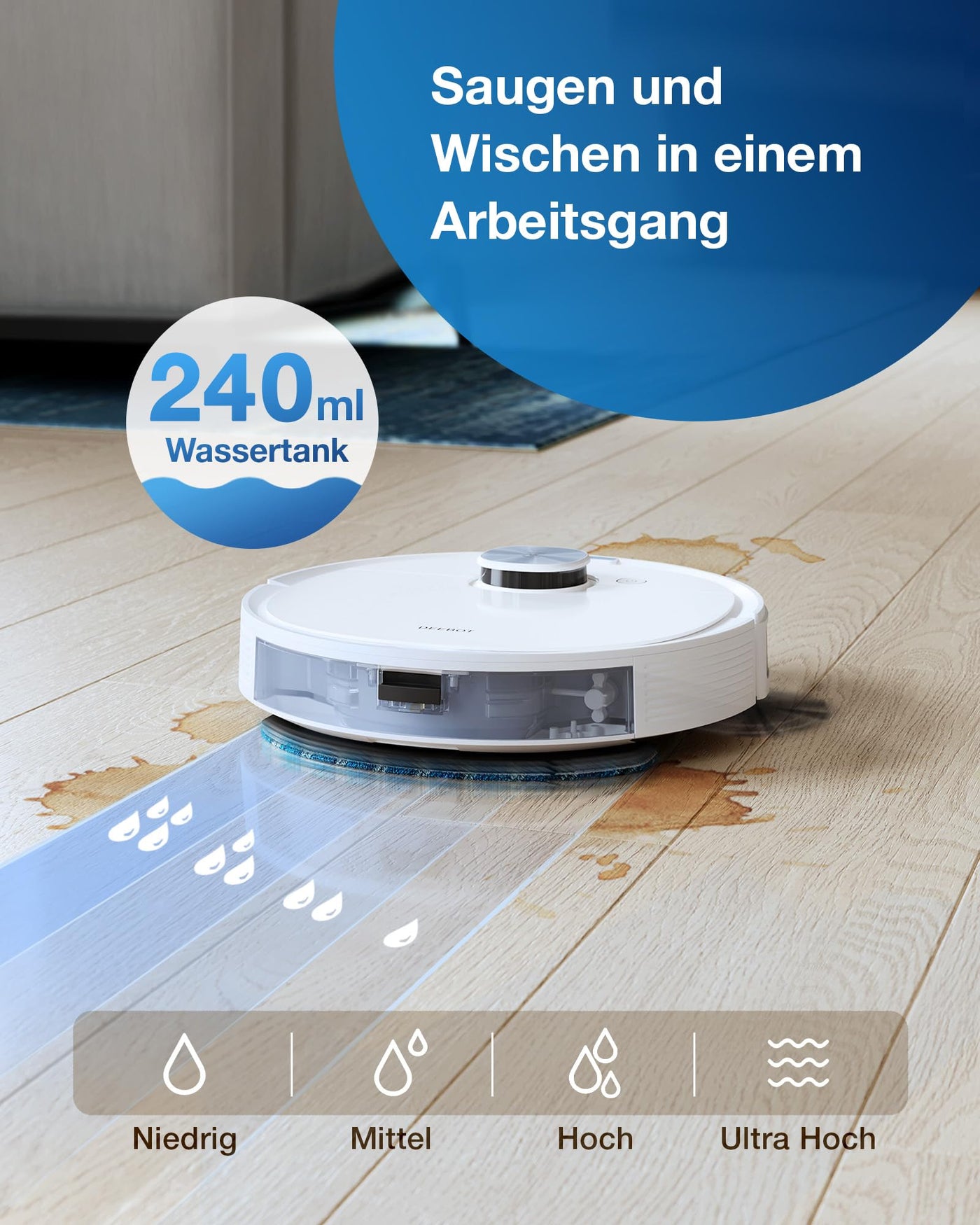 ECOVACS DEEBOT N10 PLUS Staubsaugerroboter mit Wischmopp 4300Pa, Auto-Absaugstation, bis zu 300 min/400 m², TrueMapping 2.0 dToF Laser Navigation, Teppich-Erkennung, individuelle Reinigung nach Zonen