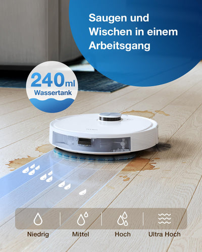 ECOVACS DEEBOT N10 PLUS Staubsaugerroboter mit Wischmopp 4300Pa, Auto-Absaugstation, bis zu 300 min/400 m², TrueMapping 2.0 dToF Laser Navigation, Teppich-Erkennung, individuelle Reinigung nach Zonen