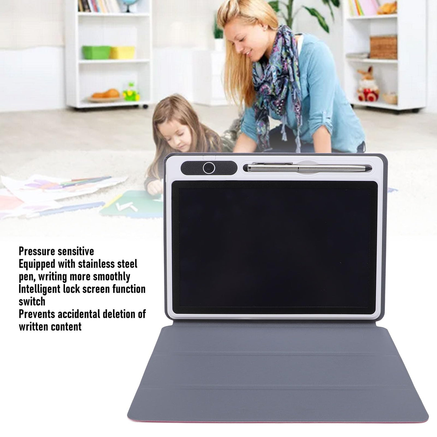 LCD Schreibtablett, Löschbares Zeichnungs Doodle Board mit Smart Lock Screen Funktion, One Touch Seitenlöschung, Tragbares Doodle Board für Lernen und Bildung (Pinkish)