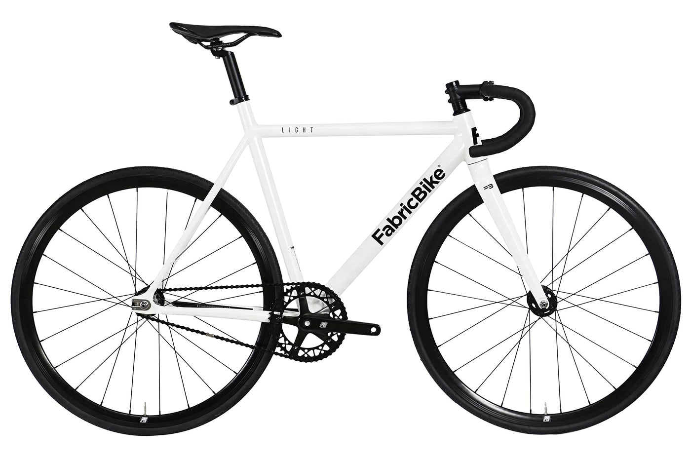 FabricBike Light PRO - Fixed Gear Fahrrad, Single Speed Fixie Starre Nabe, Aluminium Rahmen und Gabel, Räder 28", 6 Farben, 3 Größen, 8.45 kg (Größe M) (L-58cm, Light Pro Glossy White)